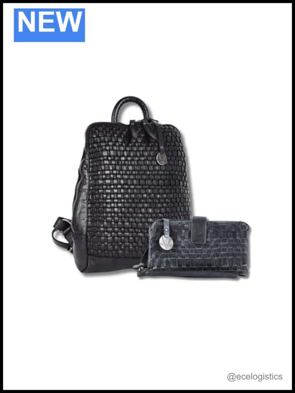 Leather Backpack & Wallet Set for Women with Coin Purse, Adjustable Strap, 4